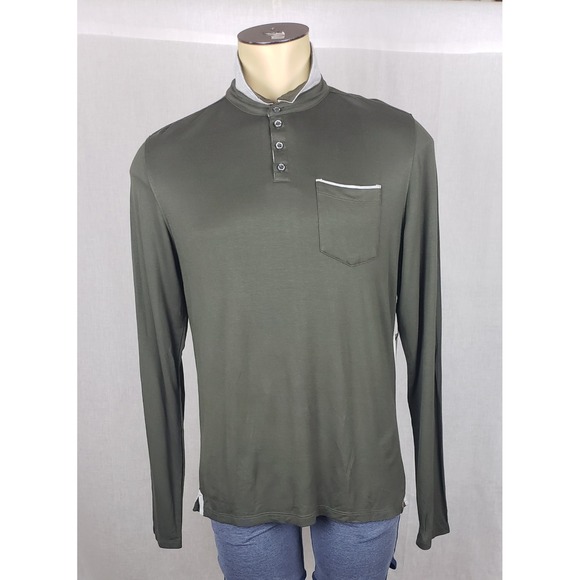 Fundamental Coast Other - Fundamental Coast‎ Newport Polo Mens M Military Green Long Sleeve Casual Preppy